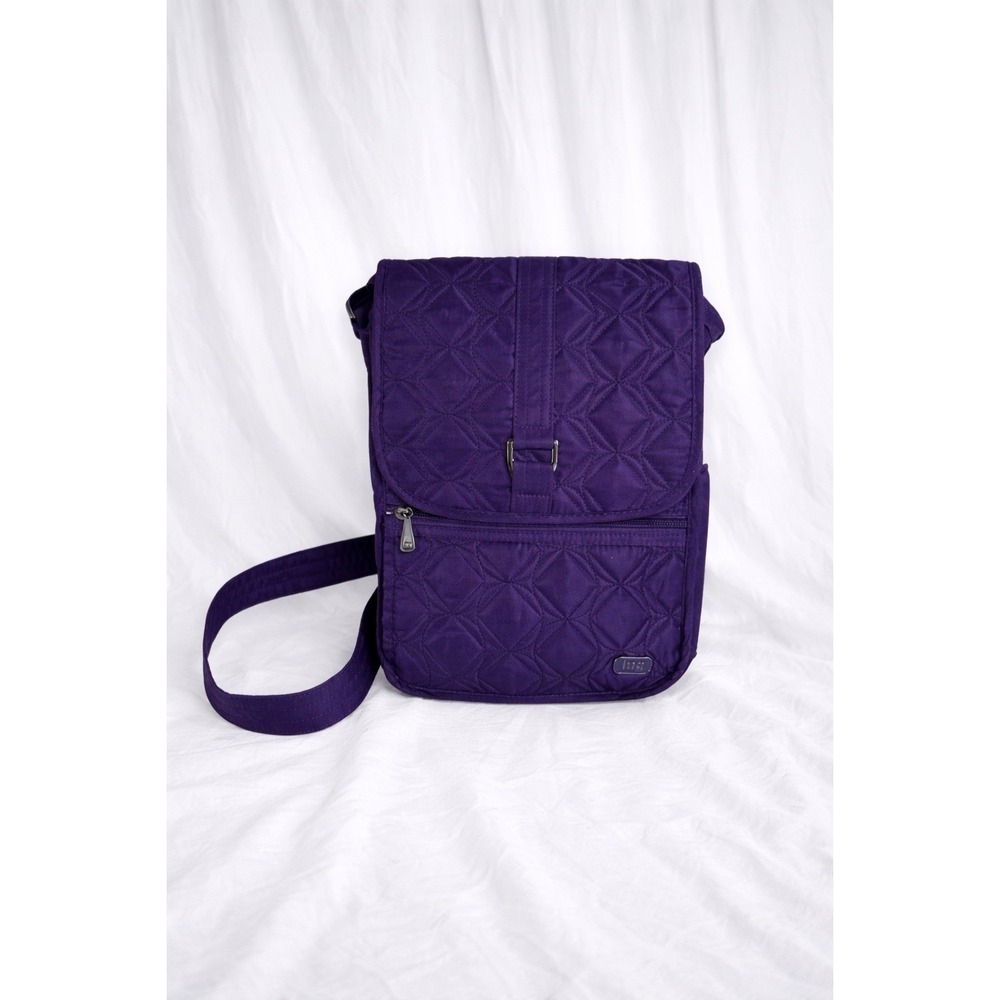 LUG Moped Purple Crossbody Bag Purse Quilted Pockets Lightweight Drink Holder